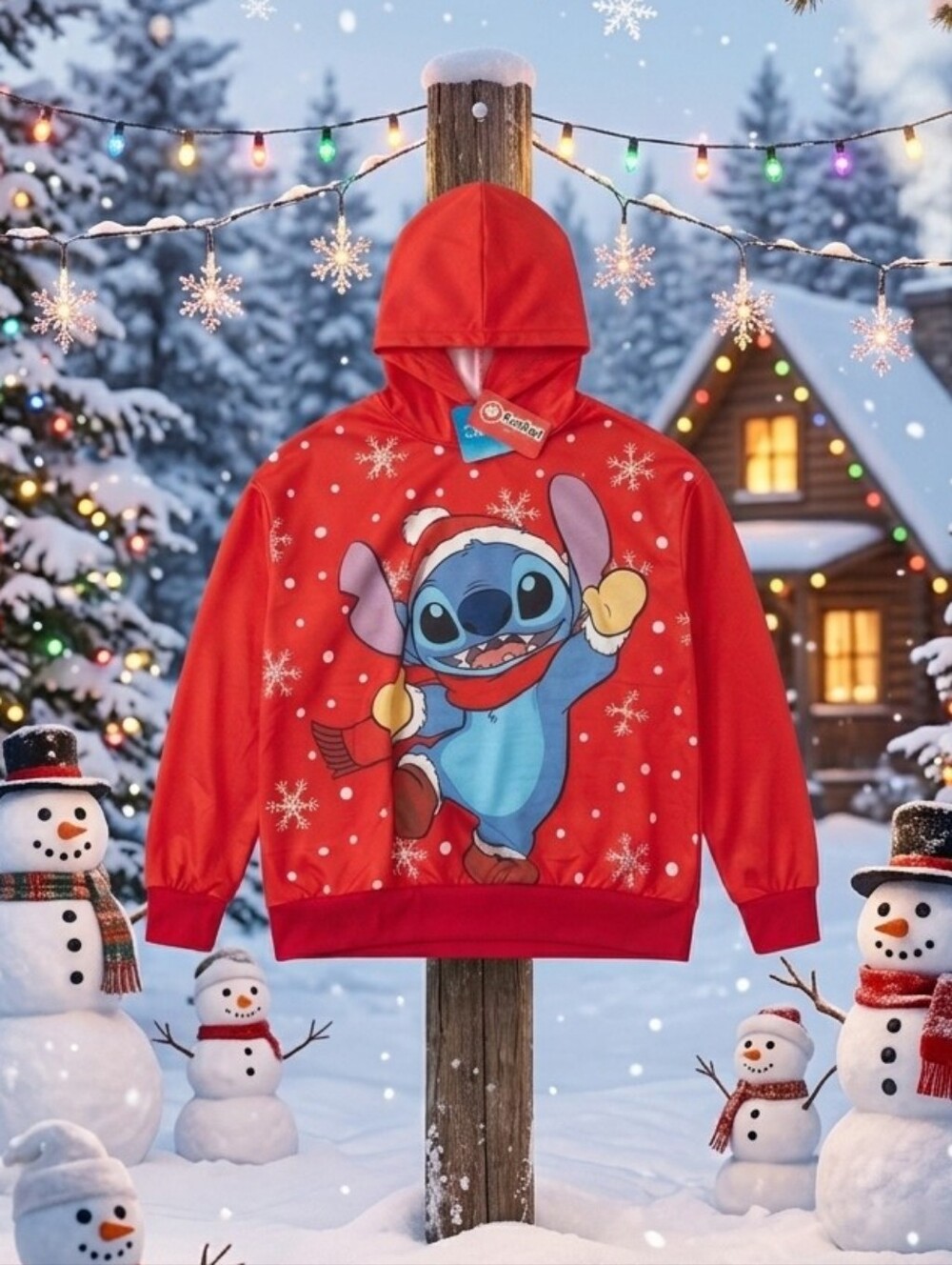 Disney Red Blue Stitch Holiday Hoodie